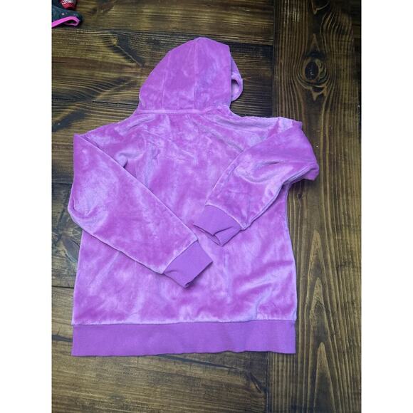 Fuzzy Pink Adidas Girls Hoodie with front pocket size XL size 16 velour feel - Picture 7 of 8